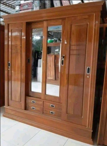 Lemari 4 Pintu geser + 2 Cermin